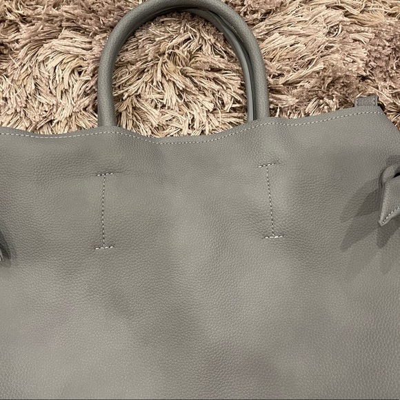 Deux Lux Raw Leather Tote Large Light Blue NEW - Picture 2 of 8